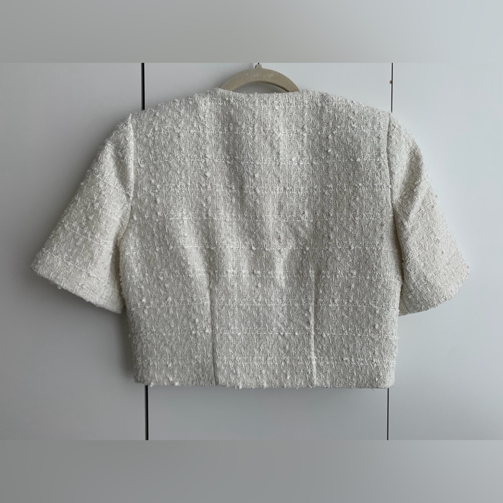 NWT Abercrombie & Fitch Cream Short Sleeve Tweed Jacket XS - Picture 6 of 6